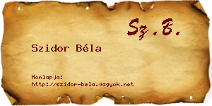 Szidor Béla névjegykártya